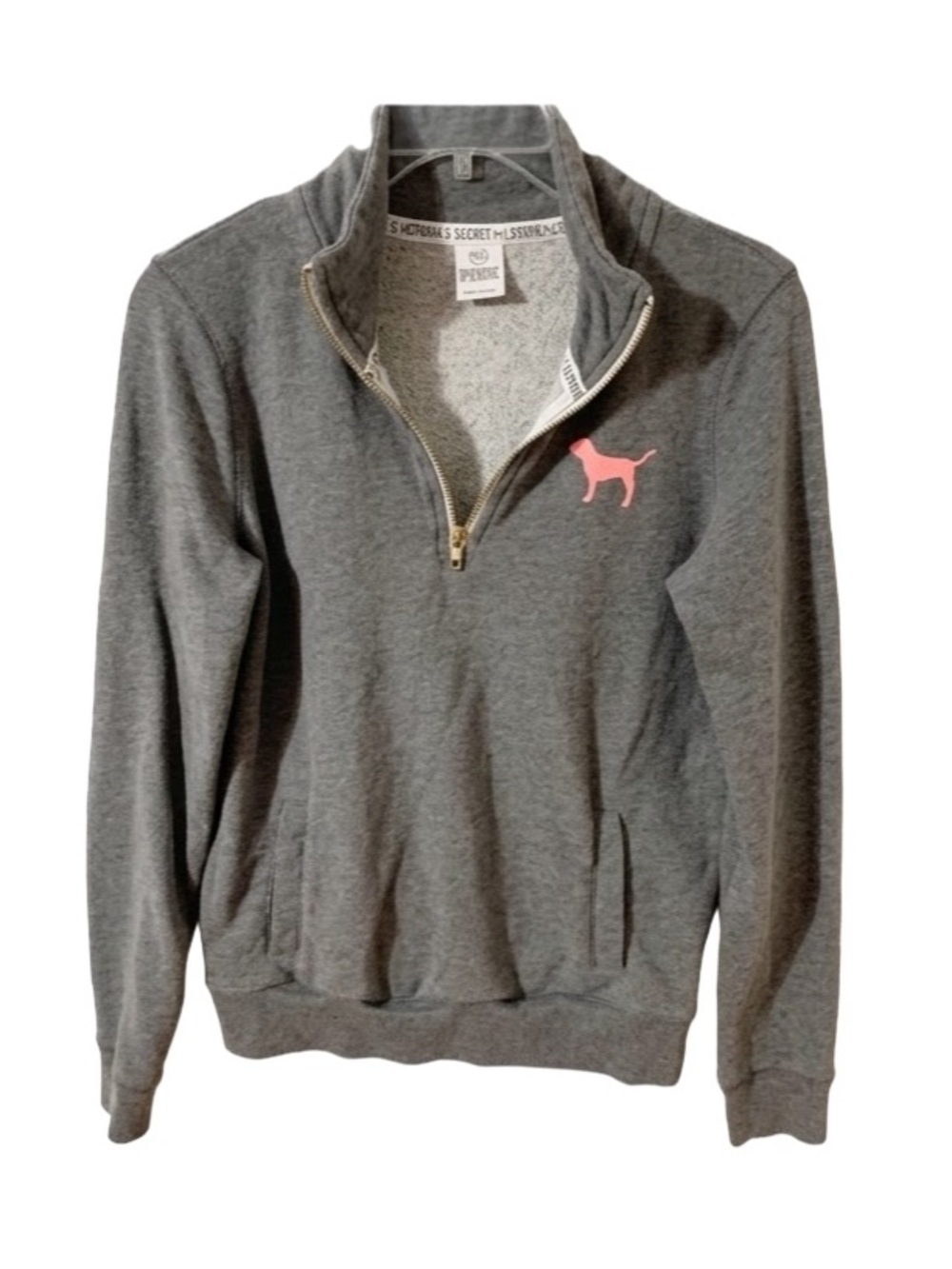 PINK Victoria’s Secret Long Sleeve 1/4 Zip Sweatshirt Mock Turtleneck Graphic
